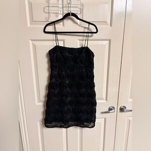 VTG Y2K 90s Democracy Rose Appliqué Purple Satin Empire Waist Dress Goth Grunge